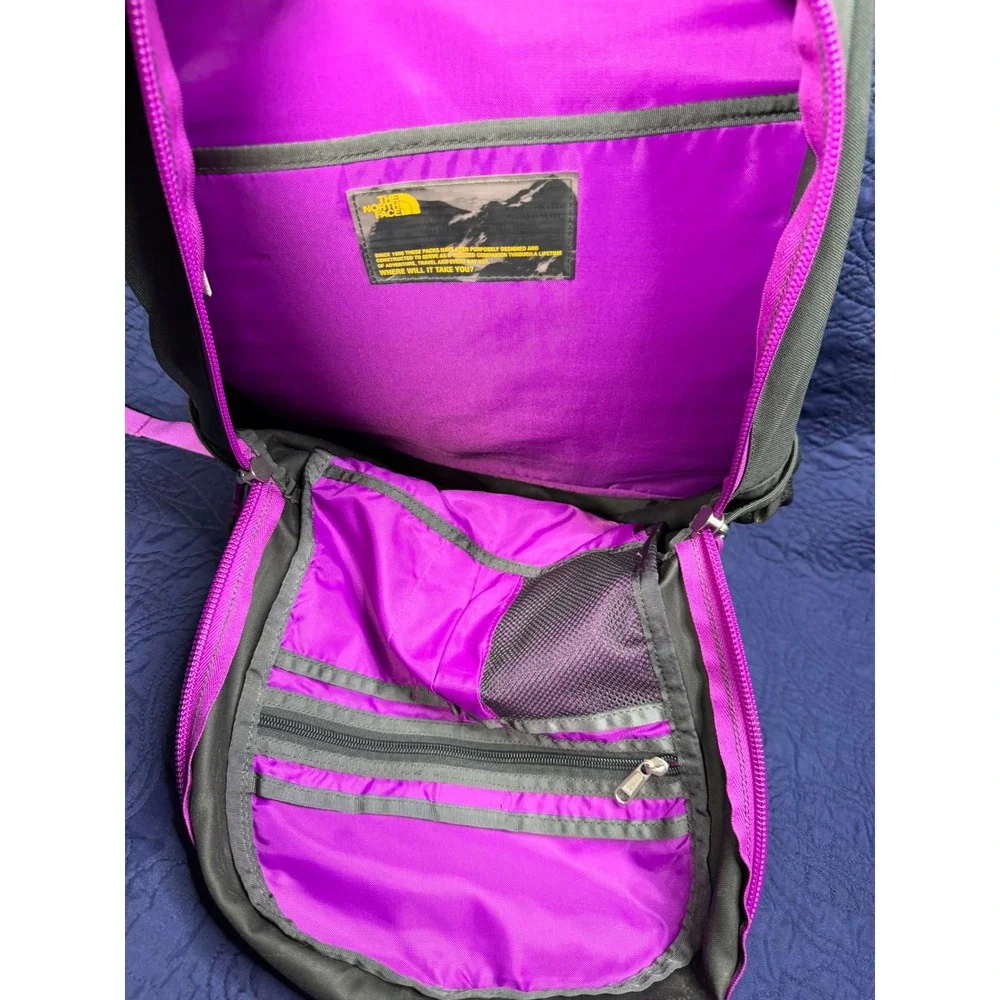 The North Face Womens Jester Backpack CHJ3 Black Purple Geometric Daypack 22L